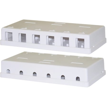 Cable Wholesale Blank Surface Mount Box for Keystones, 6 Port, White 300-3146E