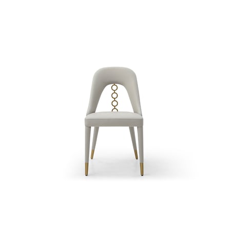 Homeroots Set of Two Gray and Gold Faux Leather and Stainless Steel Dining Side Chairs, 2PK 719103
