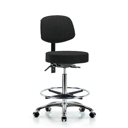 Blue Ridge Ergonomics Bench Stool, Hi, Fabric, Bk, CF, Casters, Blk, Color: Black BR-FHBST-CR-T1-CF-CC-F42