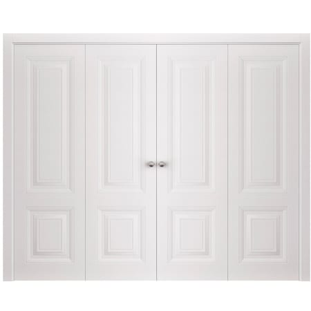 Sartodoors Sliding Closet Double Bi-fold Doors 96 x 96 inches, BASIC 9422 White, Sturdy Tracks Moldings Trims BASIC9422DBF-SKIN-9696