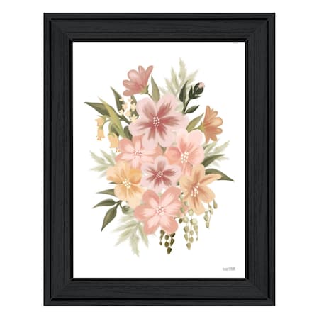 Homeroots Peachy Petals Black Framed Print Wall Art 529874