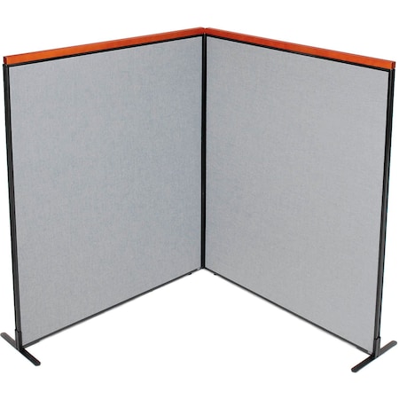 Global Industrial Interion Deluxe Freestanding 2-Panel Corner Room Divider, 60-1/4"W x 73-1/2"H, Gray 695158GY