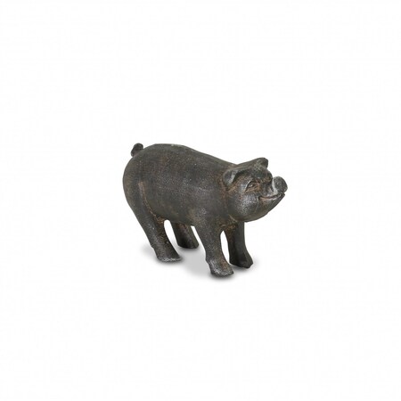 Homeroots 5" Black Cast Iron Pig Hand Painted Sculpture 483184