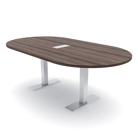 Skutchi Designs 6ft Conference Table With Power Unit | 6 Person Modular Racetrack Meeting Table | Harmony Series HAR-RAC-48X72-T-H3041-ESIL