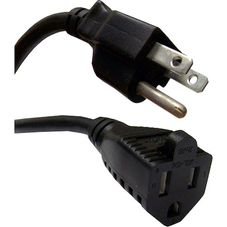 Cable Wholesale Extension Cord, 16 AWG, 1 Outlets, 5-15R, Black, 5-15P, 3 ft 10W1-04203-16