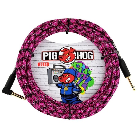 Pig Hog ''Pink Graffiti'' Instrument Cable, 20-Feet Right Angle PCH20GPK