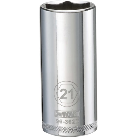 Dewalt Deep Socket, 3/8 Drive, 21 mm, 6 Pt DWMT96362OSP