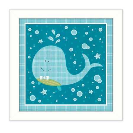Homeroots Beetle and Bob Baby Whale White Framed Print Wall Art 404285