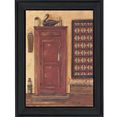 Homeroots Old Red Pie Safe Black Framed Print Wall Art 404683