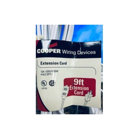Cooper 12 ft. 16/2 SPT-2 Cube Tap Extension Cord, White N4405W-12