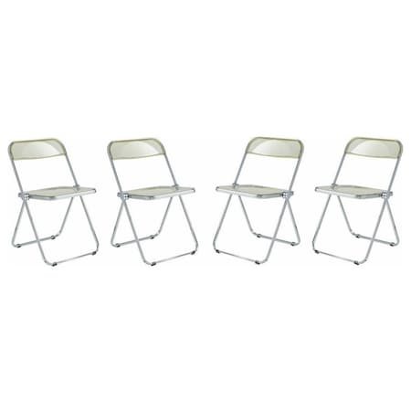 Leisuremod Lawrence Acrylic Folding Chair with Metal Frame, Amber, 4PK LF19A4