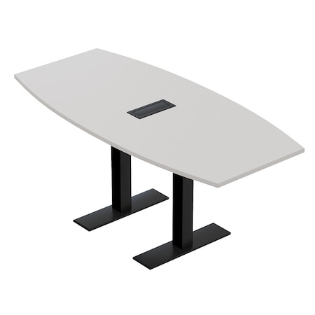 Skutchi Designs 6ft Boat Conference Table With Power | Harmony Series | 6 Person Meeting Room Table HAR-BOT-36X72-T.BK-U779-EBLK