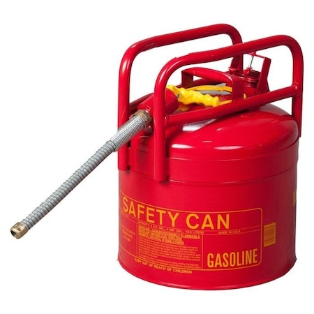 Eagle Mfg Type II Safety Can, Galvanized Steel, 5 gal, 5/8 in Metal Hose, DOT Transport, Red, Flammables 1215SX5