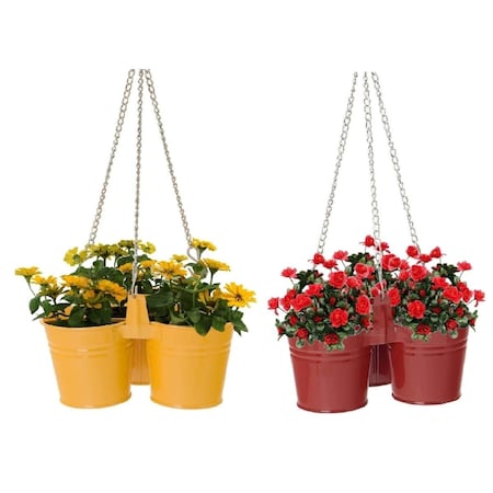 Esteras Tikar 8117E SAFF-XR S-2 Enameled Galvanized Triple Hanging Planter - Set of 2 ES2436611