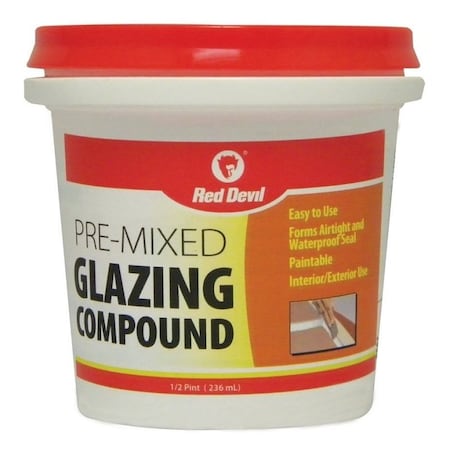 Red Devil 0 Glazing Compound, Solid, Mild, OffWhite, 05 pt Tub 662