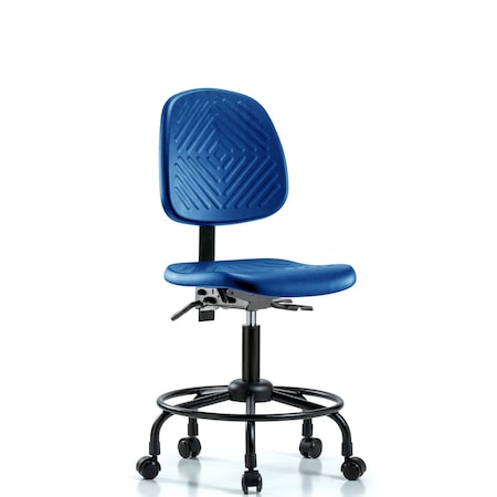 Blue Ridge Ergonomics Poly Chair, Round Tube Base, Desk, Med Back, Tilt, Casters, Blue BR-PDHCH-MB-RT-T1-A0-RC-BLU