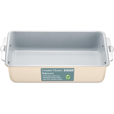 Bakken-Swiss Premium 8x15.5in Rectangle Pan, Aluminized Steel, Ceramic Non-Stick, PFOA and PFAS Free, Non-Toxic SBKCRSTBKCRMROS