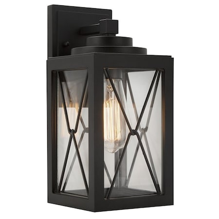 Boston Harbor Outdoor Wall Lantern, 120 V, 60 W, Aluminum Fixture, Black Fixture, Matte Fixture 0387-WD