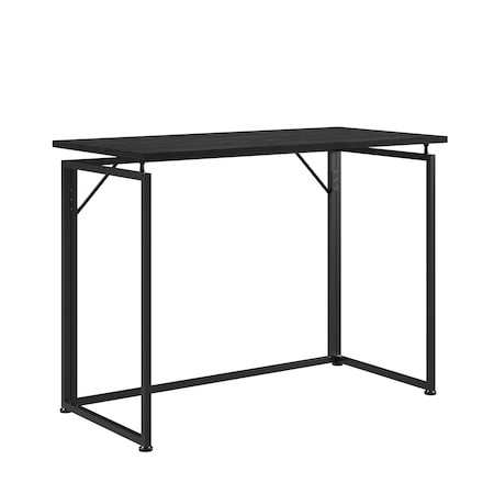 Homeroots 40" Black Wood and Stainless Steel Computer Desk 723732