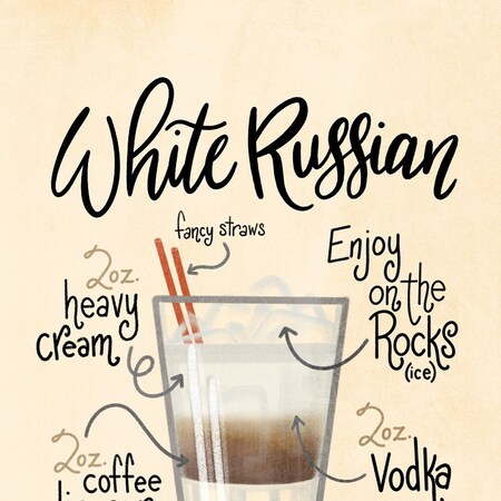 Homeroots White Russian 1 Black Framed Print Wall Art 416164