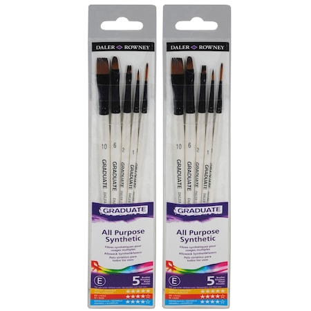 Daler-Rowney Graduate Classic Brush Set, Synthetic, 5-Piece Set, 2PK D212550001