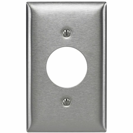 Hubbell Wiring Device-Kellems Wallplates and Boxes, Metallic Plates, 1- Gang, 1) 1.40" Opening, 430 Stainless Steel SS7L