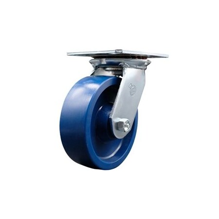 Service Caster 6 Inch Heavy Duty Top Plate Solid Poly Swivel Caster with Roller Bearing SCC SCC-35S620-SPUR