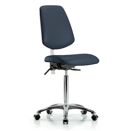 Blue Ridge Ergonomics Clean Room Chair Vin Med Ben Chair, Med, Bk, Nav, CL100, No Arms, 22" to 29" Height, Vinyl BR-NCR-VMBCH-MB-CR-T0-A0-NF-CC-8582