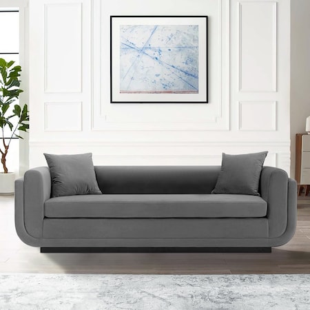 Manhattan Comfort Contemporary Edmonda Velvet Sofa with Pillows in Dark Grey SF014-DG