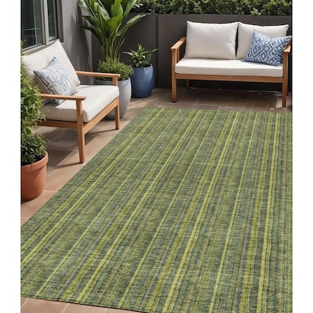 Homeroots 5' X 8' Olive Green And Lime Green Striped Washable Indoor Outdoor Area Rug 615062