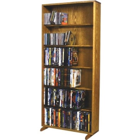 Wood Shed The Wood Shed Solid Oak 6 Row Dowel DVD Cabinet Tower Capacity 80 DVD's Honey Oak Finish 615-24