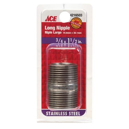 Smith-Cooper S8344NI006014CS 0.75 x 1.5 in. Stainless Nipple 4216503