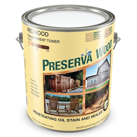 Preserva Products Ltd 1 Gal 20102 Redwood Preserva Wood Transparent Preserve and Protect Stain and Sealer, Low VOC 10103