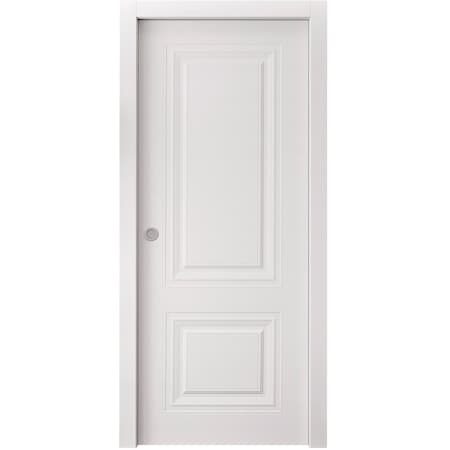 Sartodoors Sliding Pocket Door 32 x 84 inches, BASIC 9772 White, Kit Rail Hardware, Solid Wood Interior Bedr BASIC9772PD-SKIN-3284