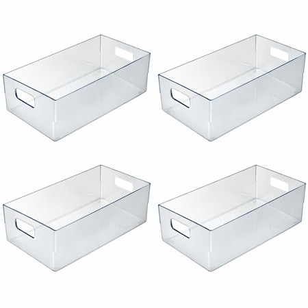 Azar Displays Narrow Storage Tote Bin With Handle, 4PK 556744-4PK