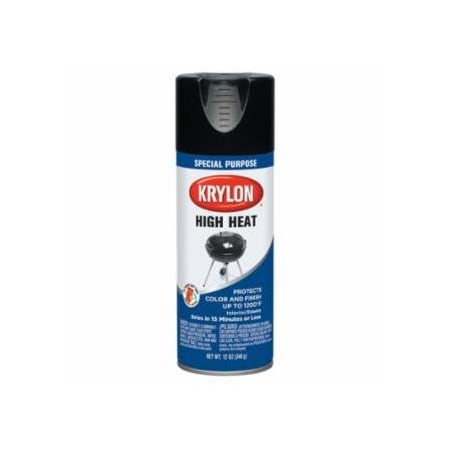 Krylon Industrial High Heat Paint, 12 oz Fill, Aerosol Can, Black, 6PK 425-K01618777