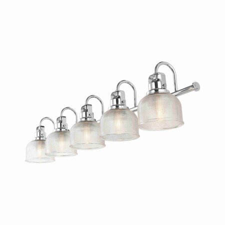 Jonathan Y Virginia 42.75" 5-Light Metal/Glass LED Vanity Light, Chrome JYL7903A