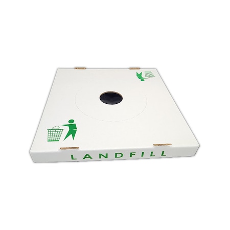 Alp Waste & Recycling Lids, Landfill White, Corrugated Cardboard, 28 W/Dia, 10 PK ALP-C-42G-10PK-L-Landfill
