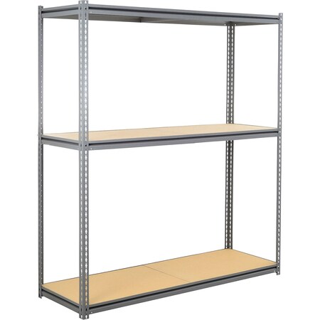 Global Industrial 3 Shelf, Heavy Duty Boltless Shelving Z Beam Starter, 72Wx24Dx60H, Wood Deck B3153989