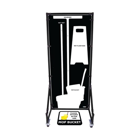 5S Supplies Housekeeping Shadow Board Broom Station V15, Black / White, Kit, No Text HSB-V15-BLACK/WHITE-KIT-NO TEXT