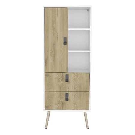 Homeroots 20" White and Natural Two Drawer Chest 546384
