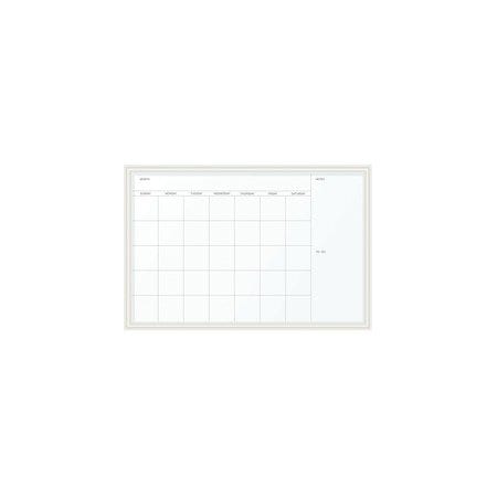 U Brands Magnetic Dry Erase Calendar w/Decor Frame, 30x20, White Surface/Frame 2075U00-01