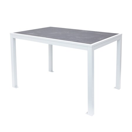 Bfm Seating Surf Inlay 4-Leg Bolt-Down Table 32x48 - Pietro Top - White Frame - Umbrella hole optional PH4L3248PRWH