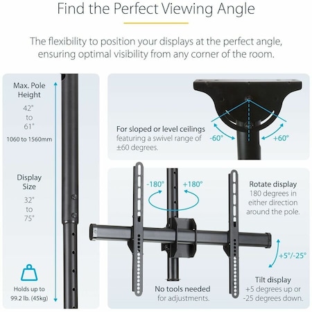 Startech.Com Back-to-Back Dual TV Ceiling Mount VESA FPCEILBTB