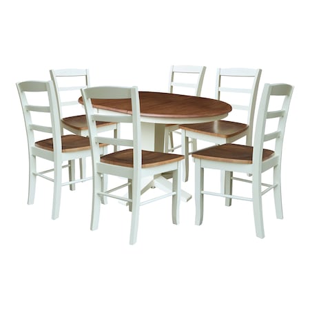 Whitewood Industries Rectangular Extension Dining Table W/ 6 Chairs, 36 in W, 30.1 in L, 48 in H, Parawood, 7 K79-36RXT-23B-C2-6