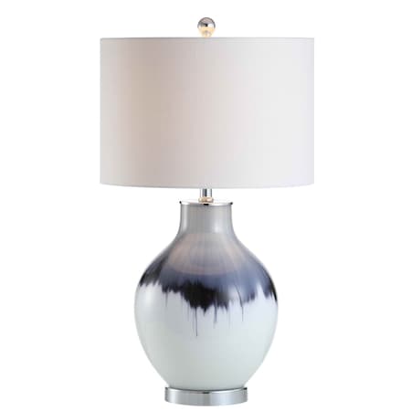 Jonathan Y Mia 27" Glass/Metal LED Table Lamp, Blue/White JYL1065A