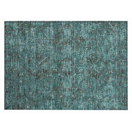 Homeroots 2' X 3' Turquoise Oriental Washable Non Skid Indoor Outdoor Area Rug 563844