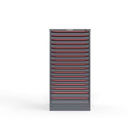 Strong Hold 17 drawer cabinet - (15x 2ft, 1x 3ft, 1x 4ft) - Red accents - Keyed Alike S3060-PPAAS-1701DS