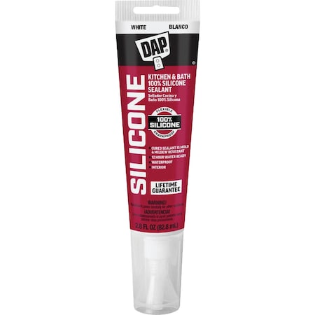 Dap 2.8 Oz. Kitchen & Bath 100% Silicone Rubber Sealant White 7079800750