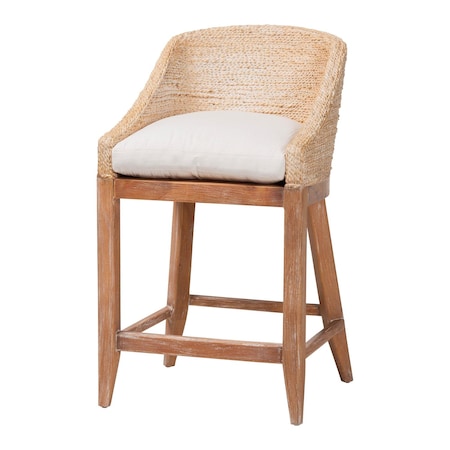Bali & Pari Jasper Woven Seagrass Counter Stool, White Wash 265-14531-ZORO